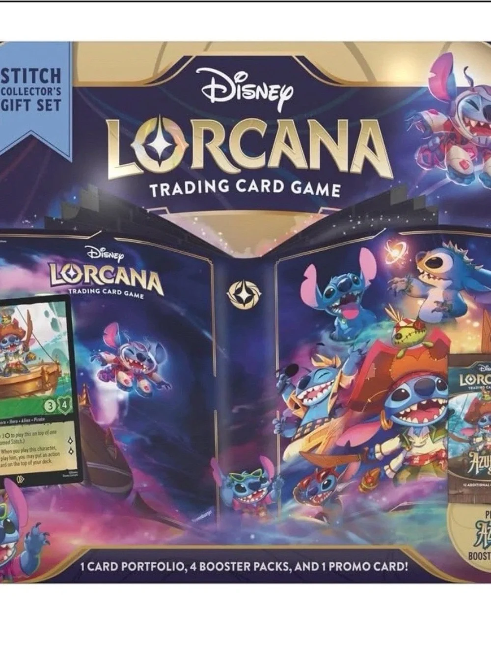 Disney Lorcana Stitch Collector Gift Set — Blue and Purple Card Game Bundle